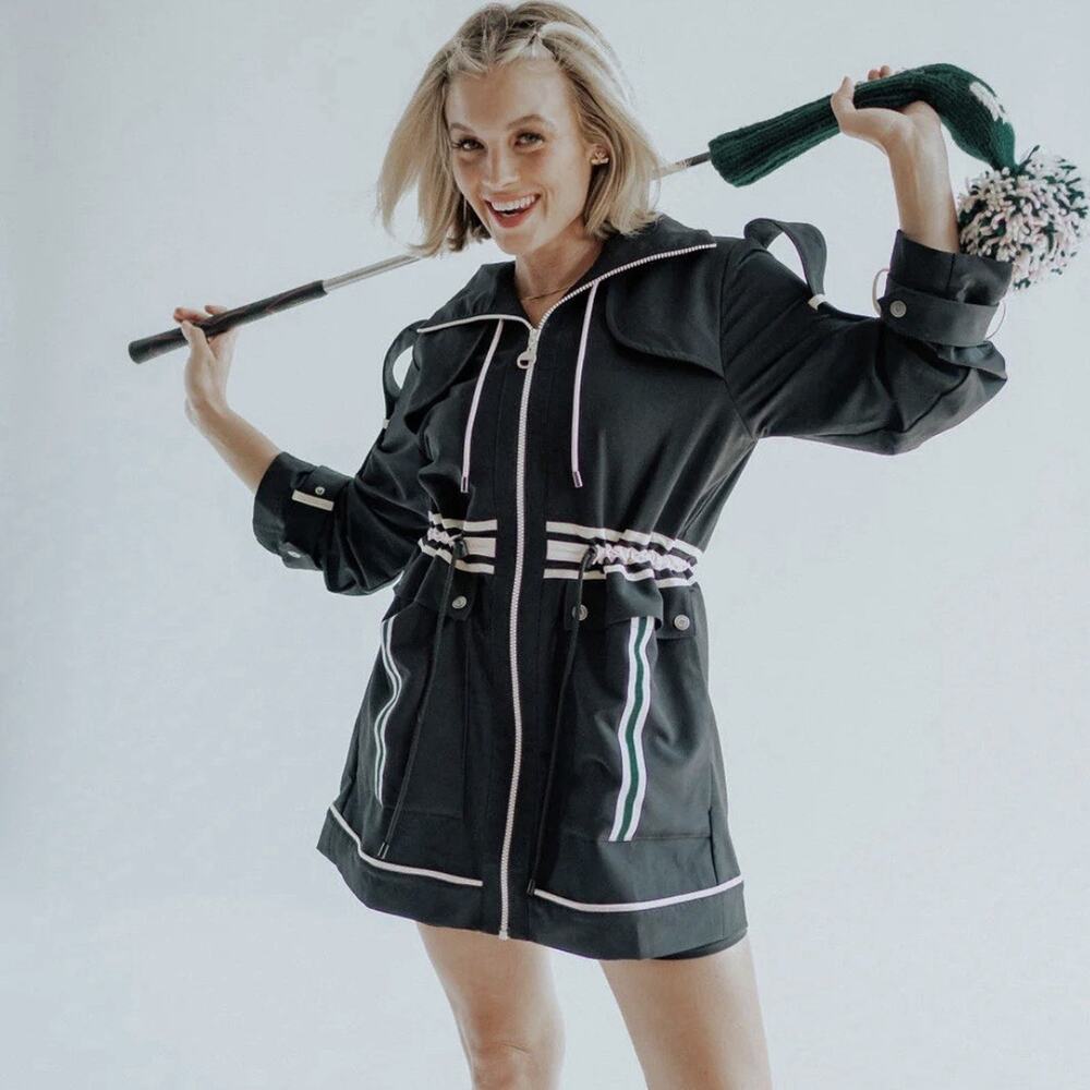 Fore All Black Windsor Hooded Jacket Women’s XL Zip Up Golf Athletic Lightweight